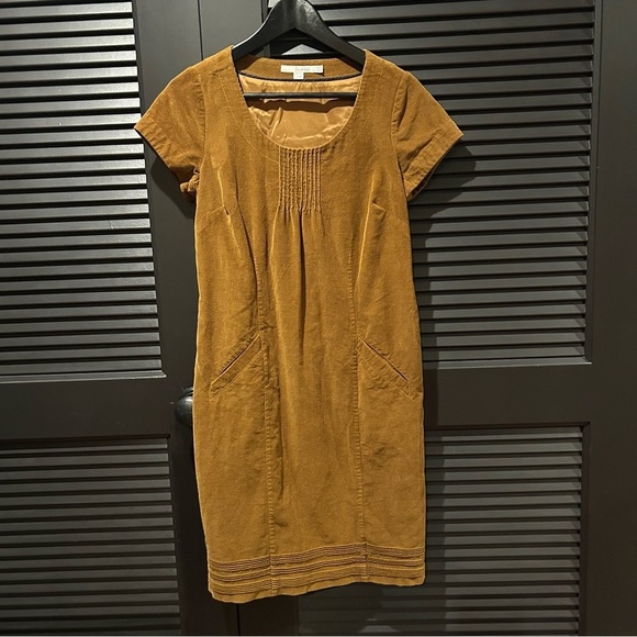 Boden “Montmartre” Retro Caramel Corduroy Shift Dress, Size 4 - Picture 1 of 15